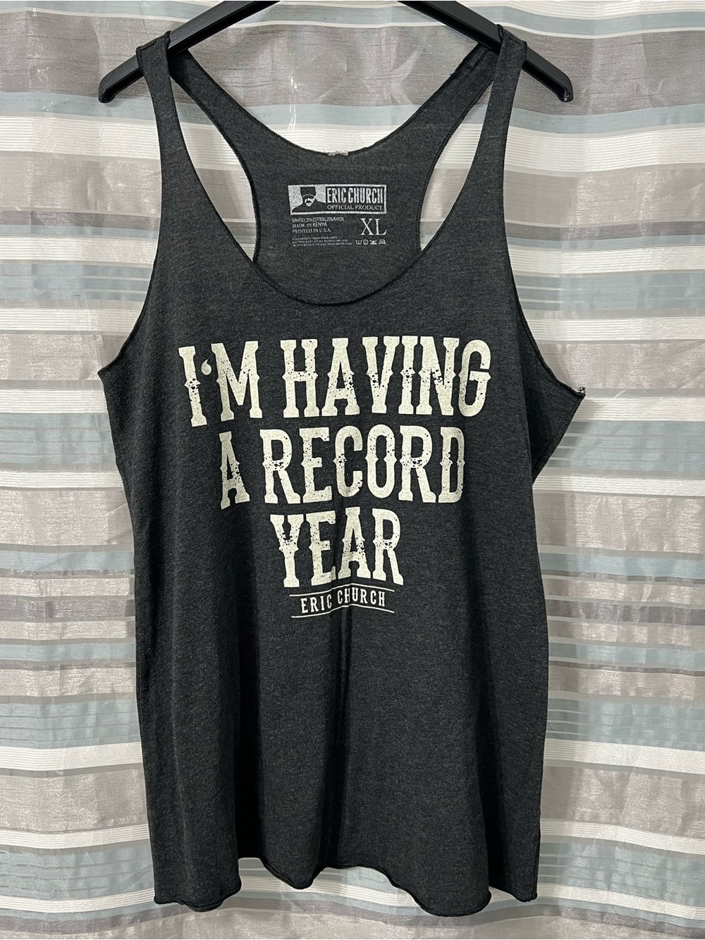 Eric Church Women's Heather Gray Graphic Tank Top - "I'm Having A Record Year"